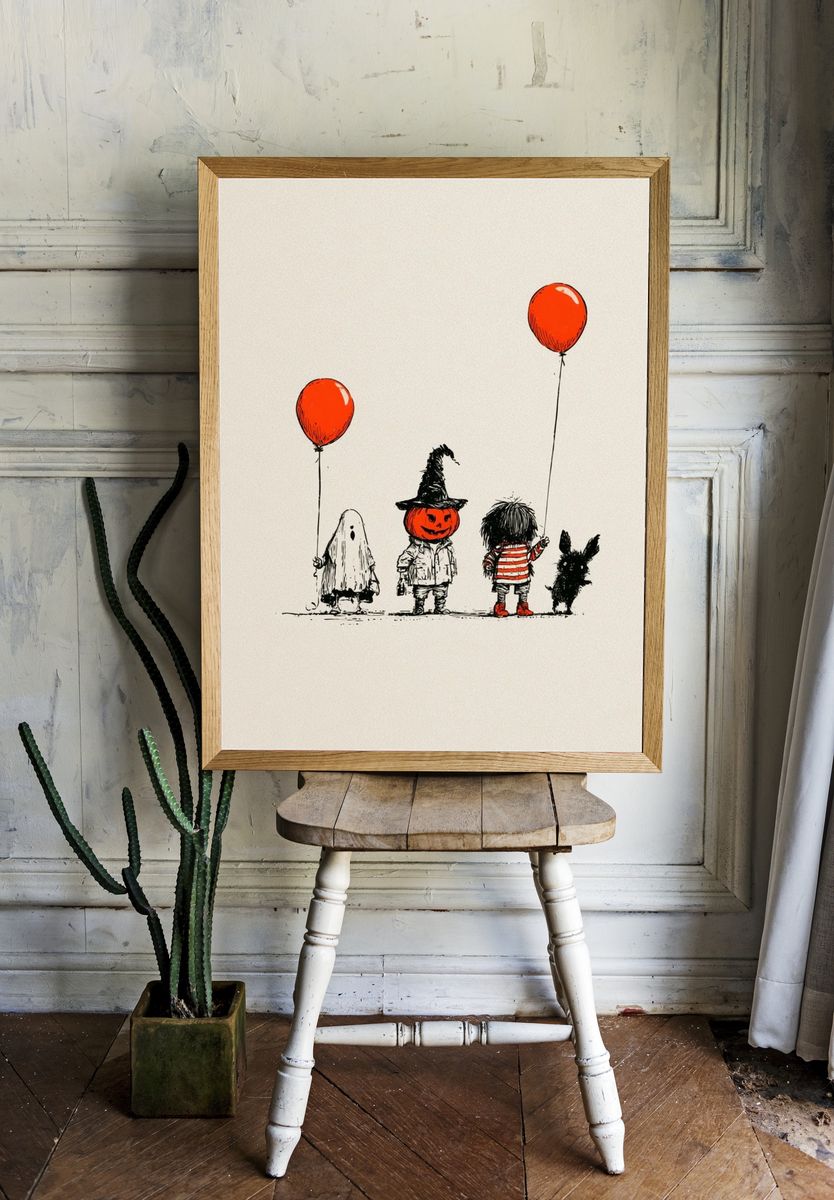 Halloween Kids Illustration Poster. — room view 1