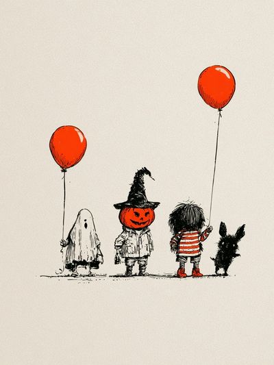 Halloween Kids Illustration Poster.