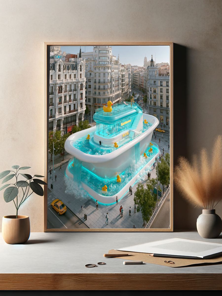Surreal Duck Hotel Cityscape Print. — room view 2