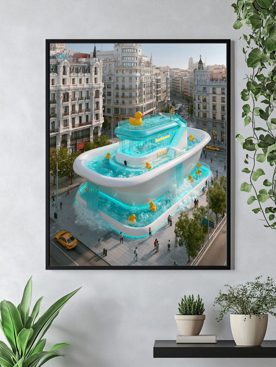 Surreal Duck Hotel Cityscape Print. — room view 4