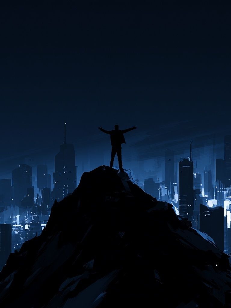 City Summit Silhouette Digital Art Poster. poster — illustration art