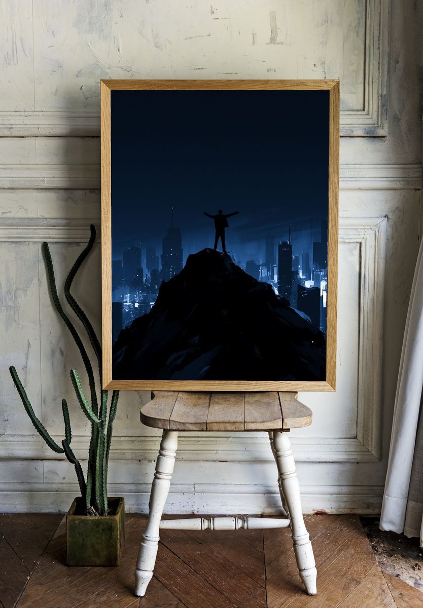 City Summit Silhouette Digital Art Poster. — room view 1