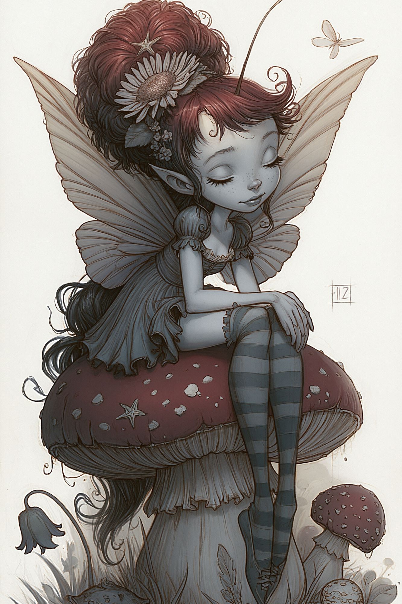 Mushroom Fairy Digital Art Print. poster — illustration art