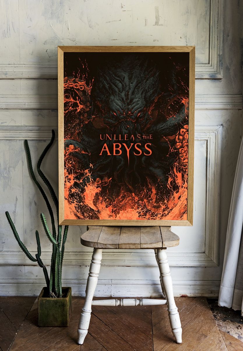 Unleash the Abyss Horror Print. room preview