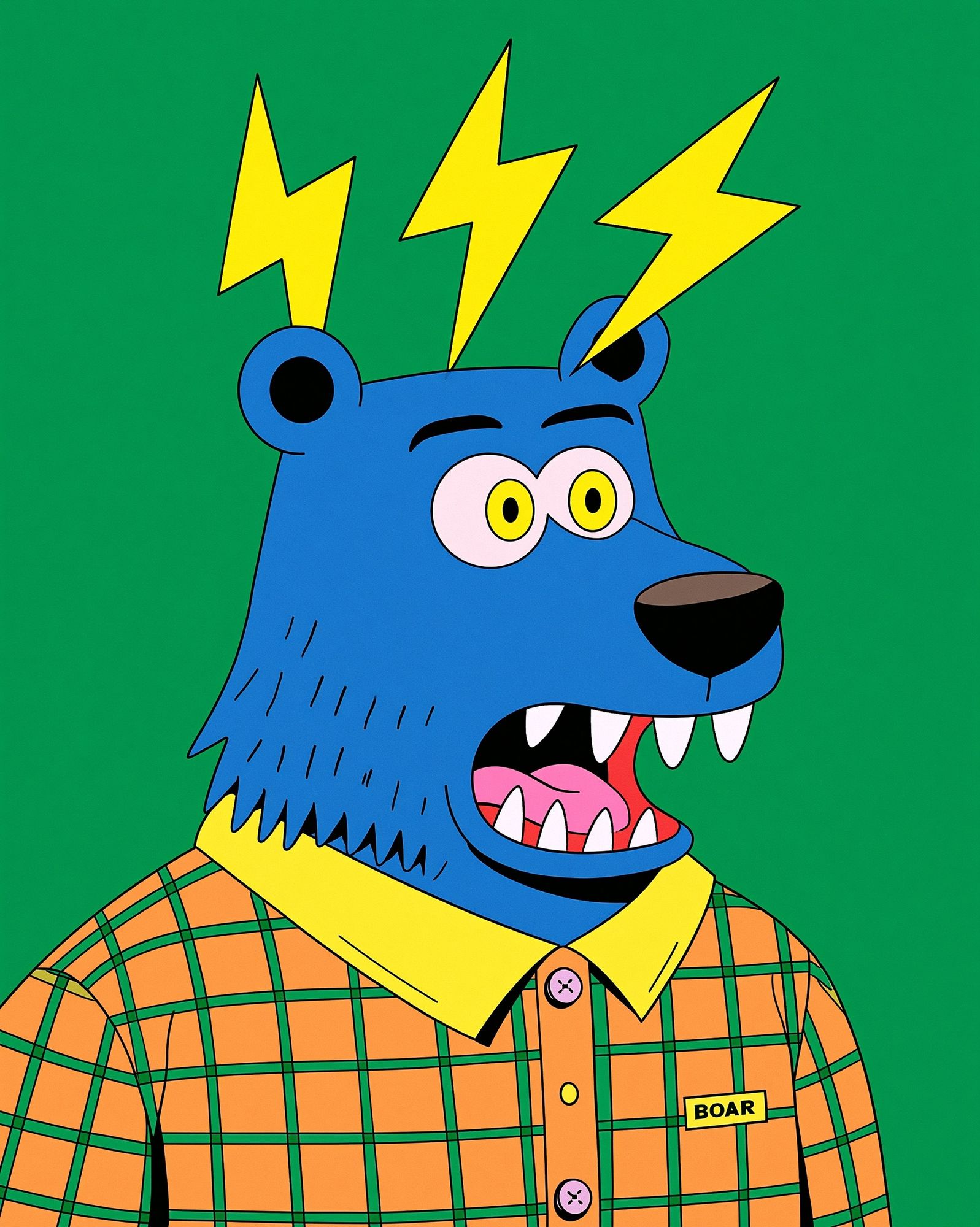 Electric Bear Cartoon Print. poster — illustration art
