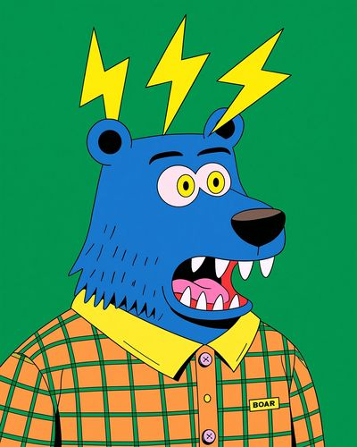 Electric Bear Cartoon Print. poster