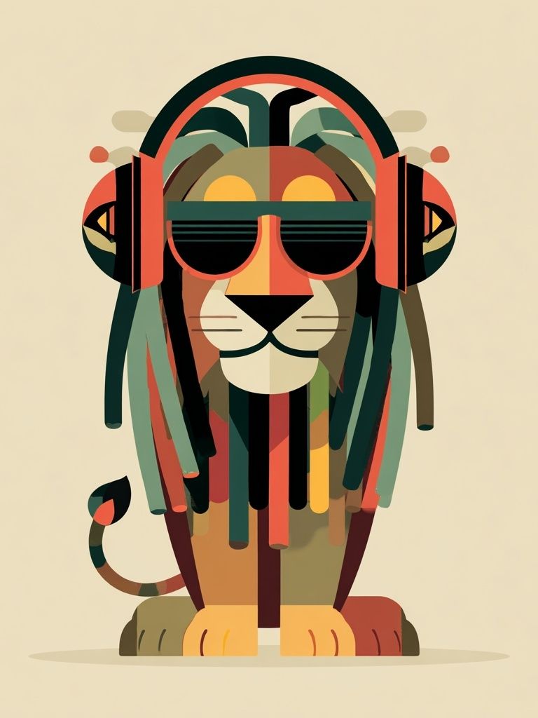 Reggae Lion Illustration Poster. poster detail