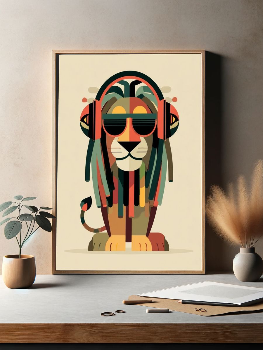 Reggae Lion Illustration Poster. — room view 2