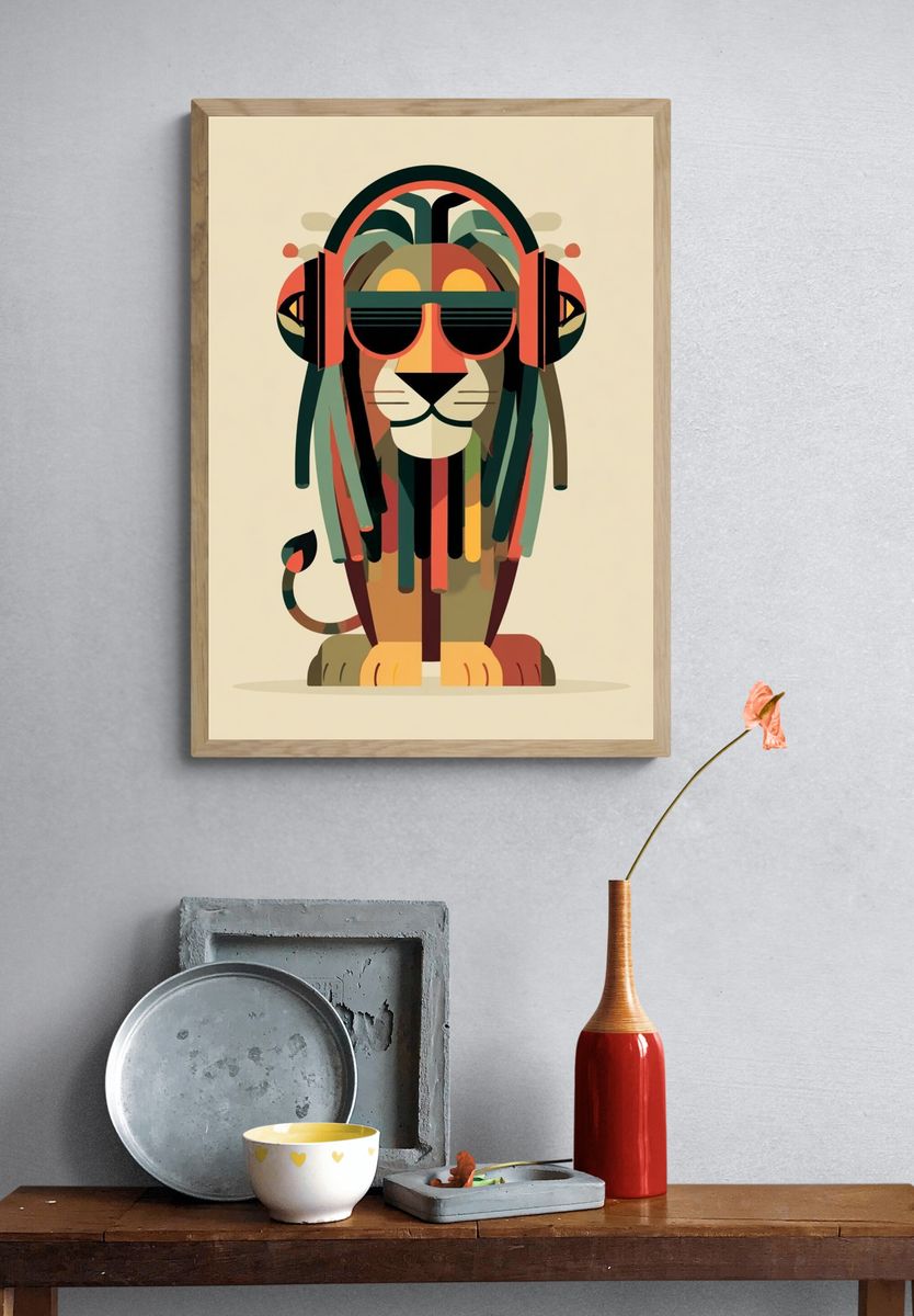 Reggae Lion Illustration Poster. — room view 3