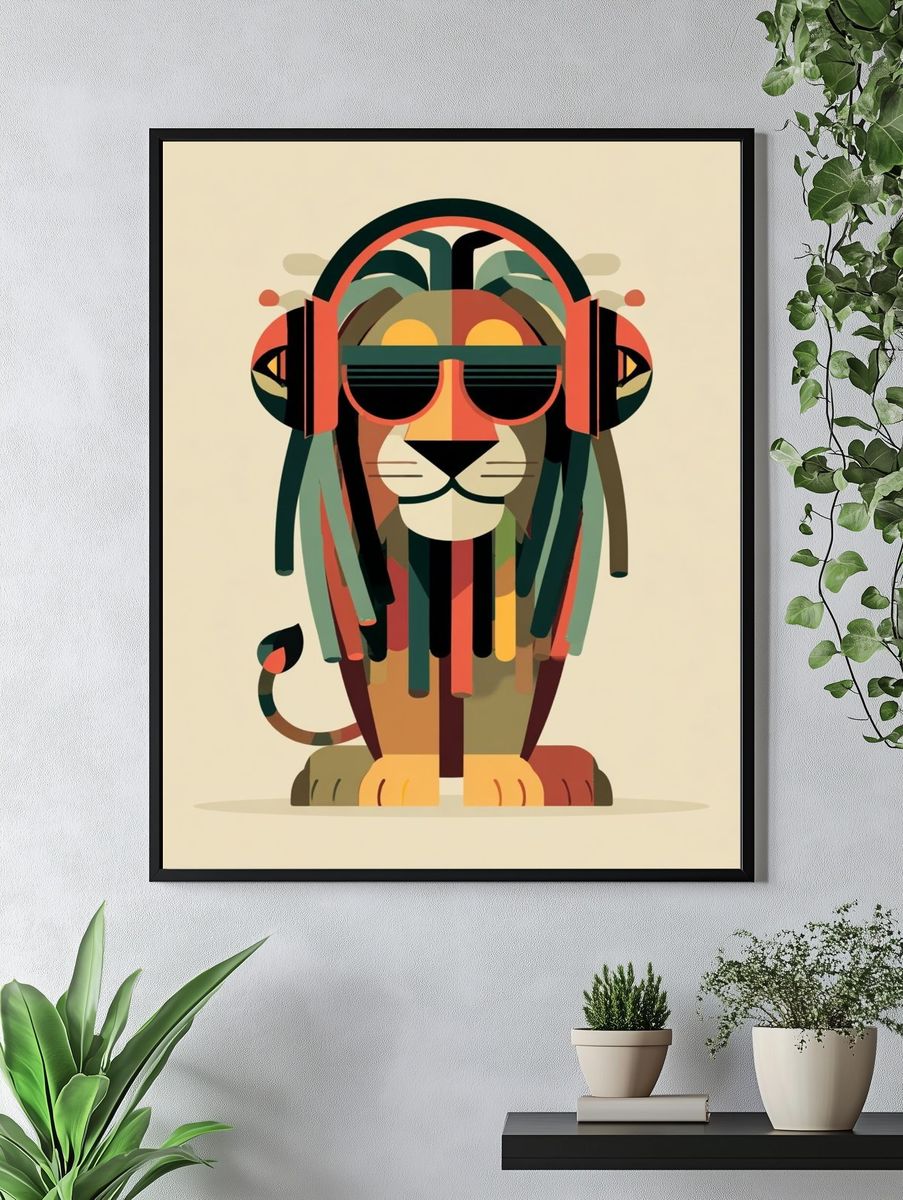 Reggae Lion Illustration Poster. — room view 4