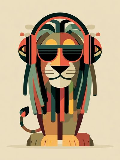 Reggae Lion Illustration Poster. poster print