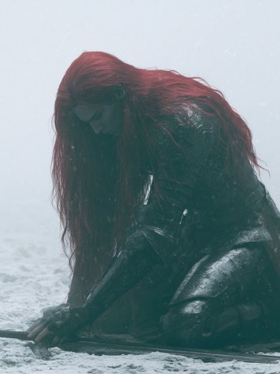 Red-Haired Warrior Portrait Print.