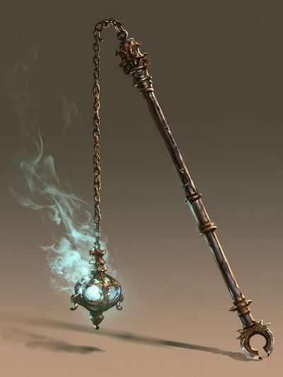 Mystic Staff and Lantern Illustration Poster.