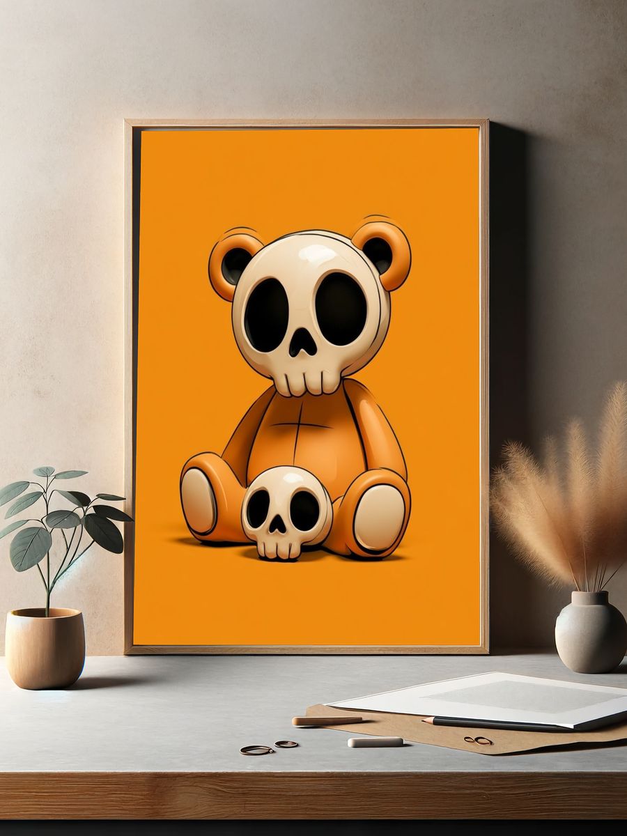 Skull Bear Illustration Poster. — room view 2