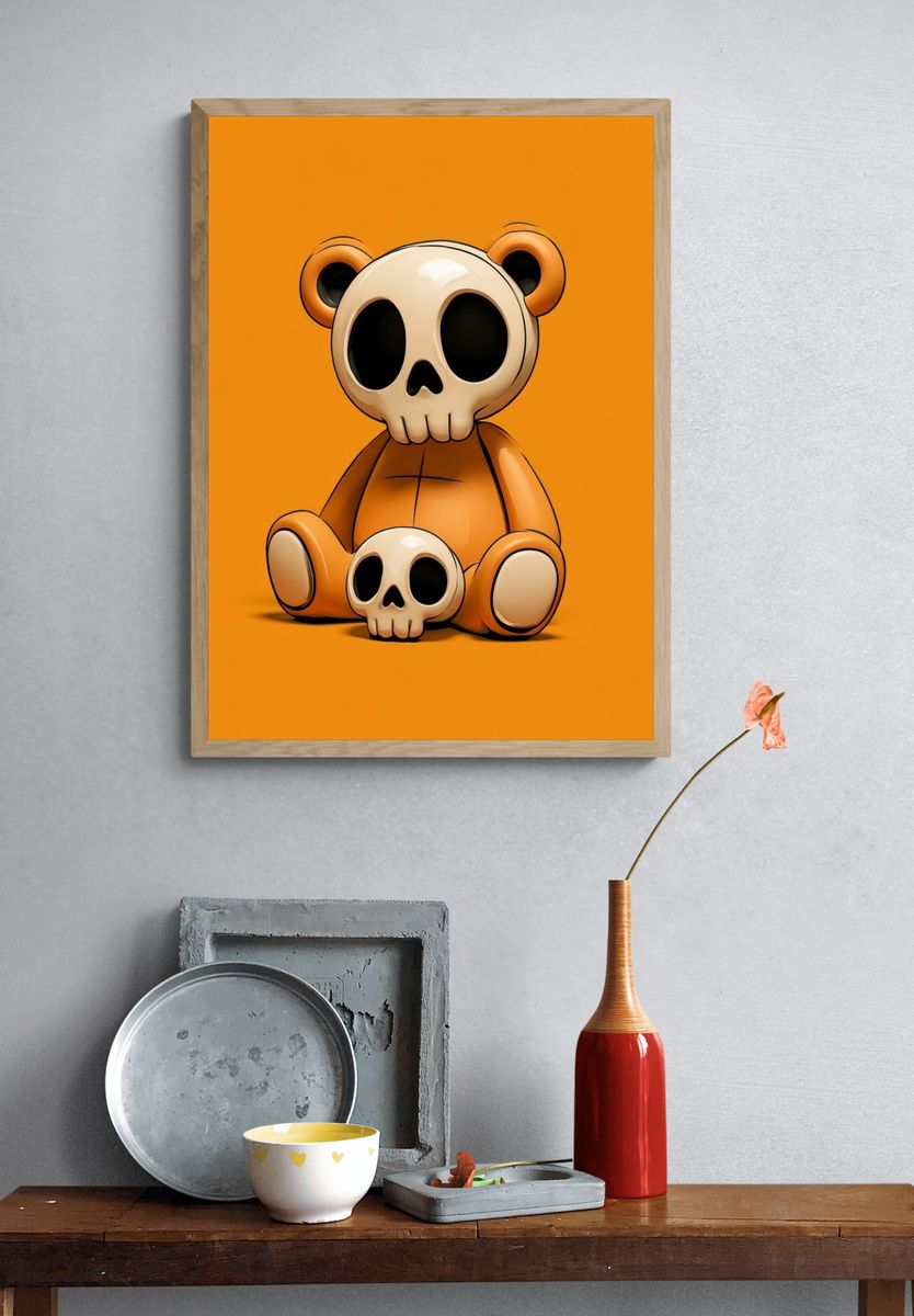 Skull Bear Illustration Poster. — room view 3