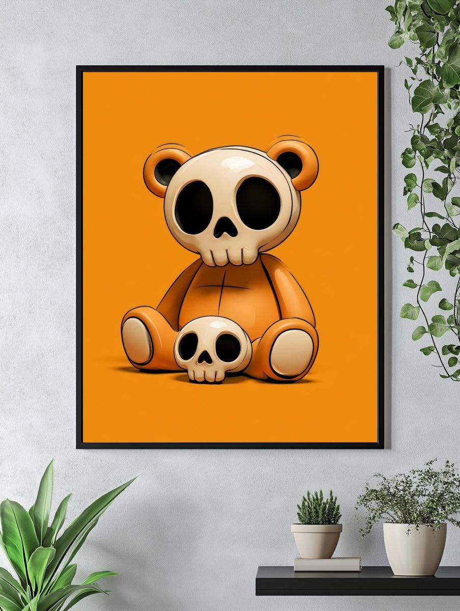 Skull Bear Illustration Poster. — room view 4