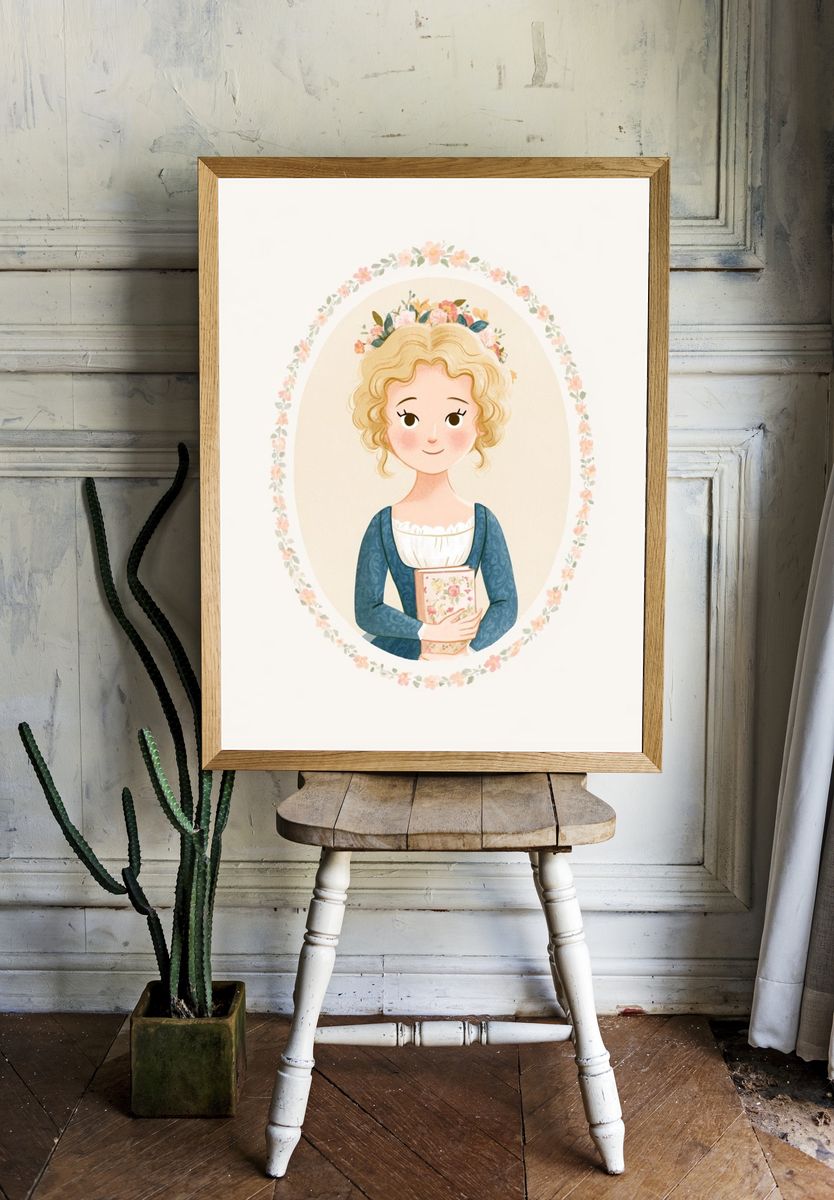 Floral Portrait Illustration Poster. room preview