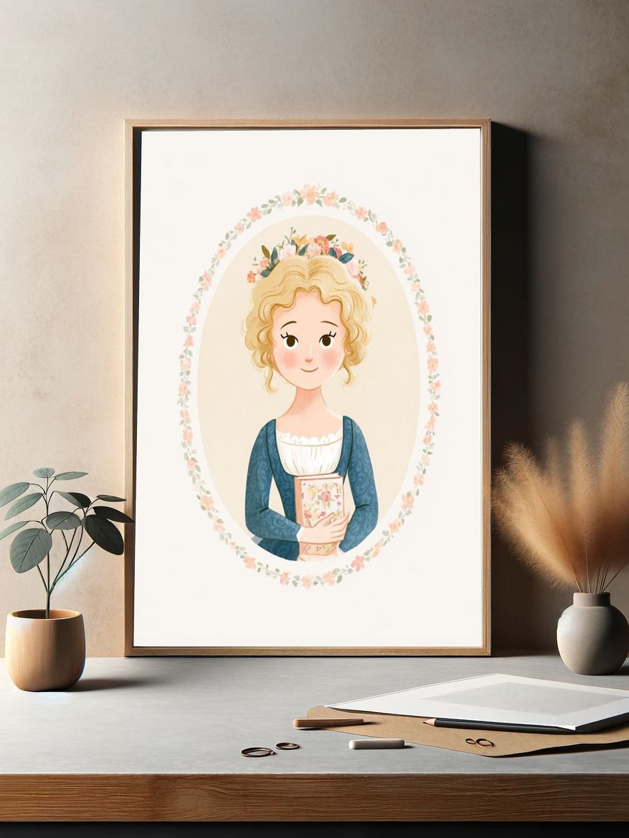 Floral Portrait Illustration Poster. — room view 2