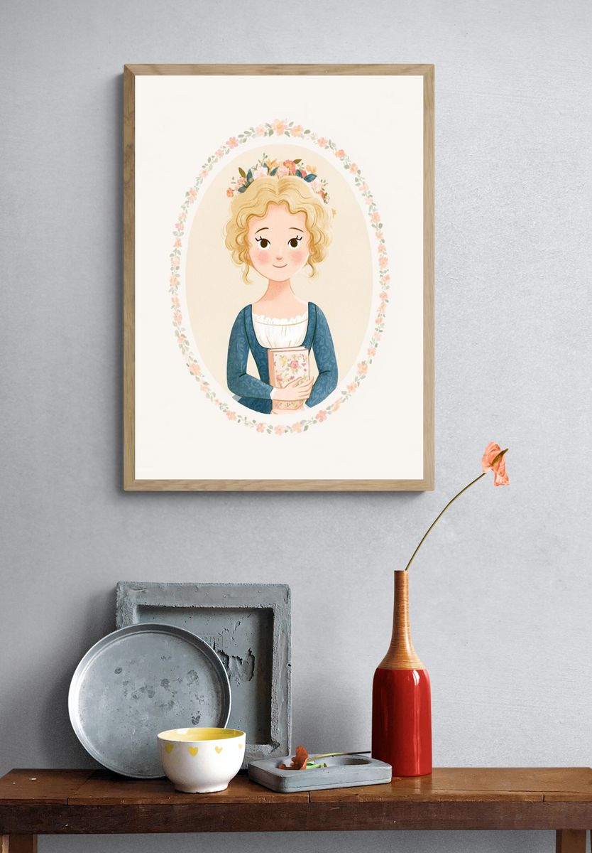 Floral Portrait Illustration Poster. — room view 3
