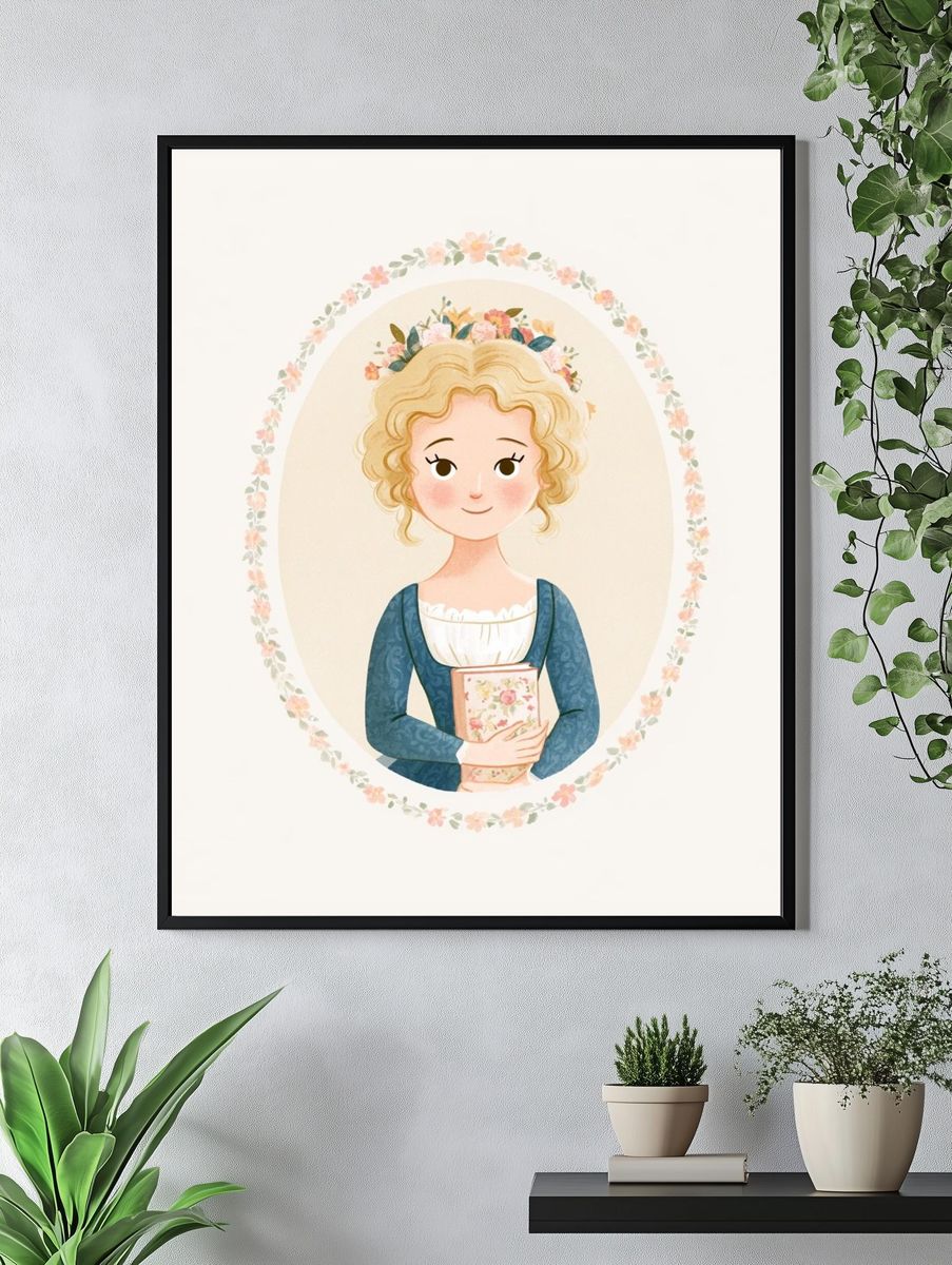 Floral Portrait Illustration Poster. — room view 4