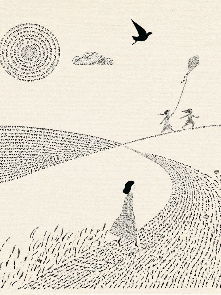 Dreamlike Field Walk Illustration Poster. poster — illustration art