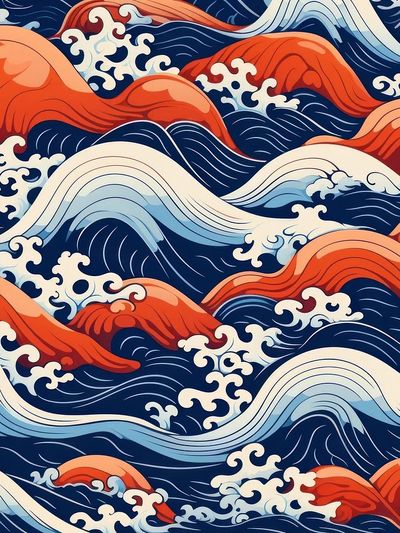 Ocean Waves Illustration Poster. poster print