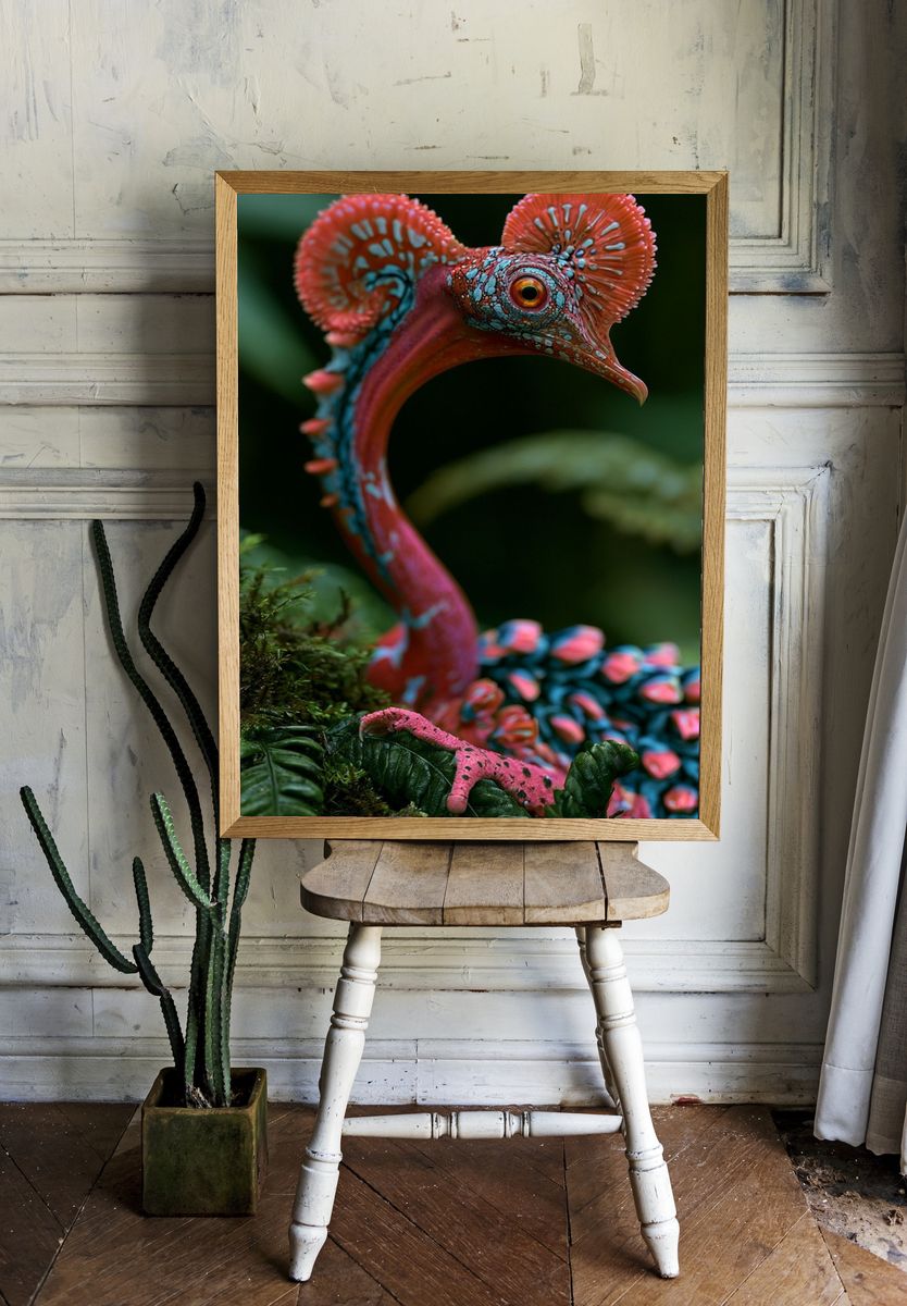 Colorful Bird of Paradise Illustration Poster. room preview