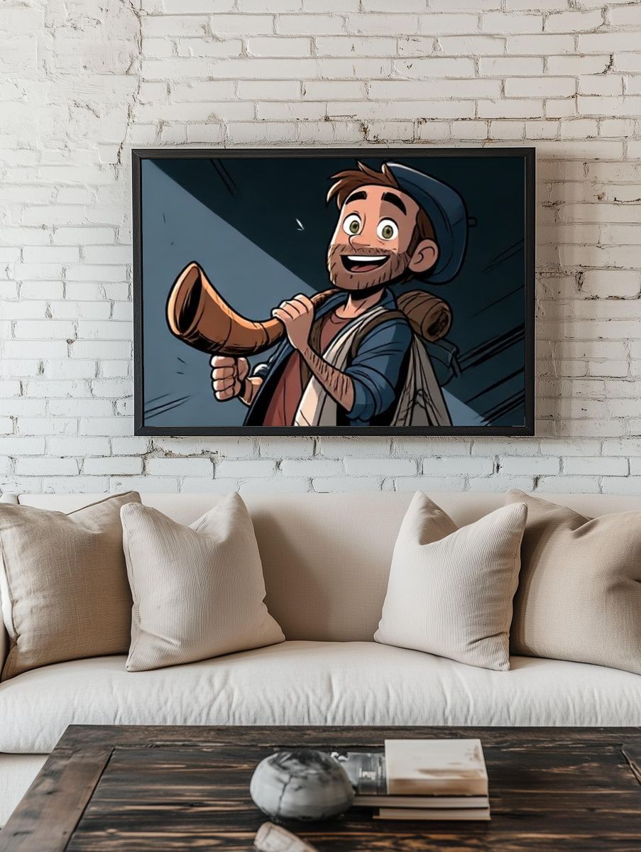 Smiling Traveler Illustration Poster. room preview