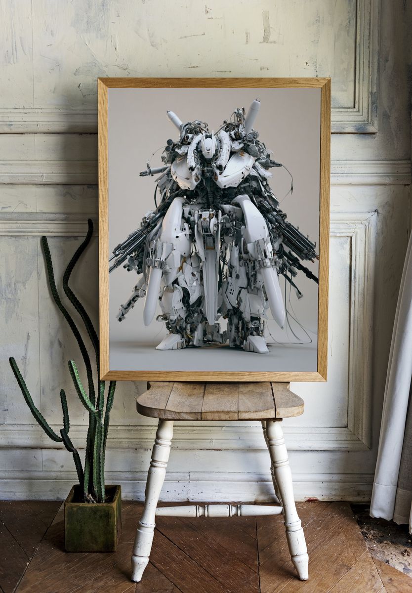 Mecha Robot Sculpture Print. — room view 1