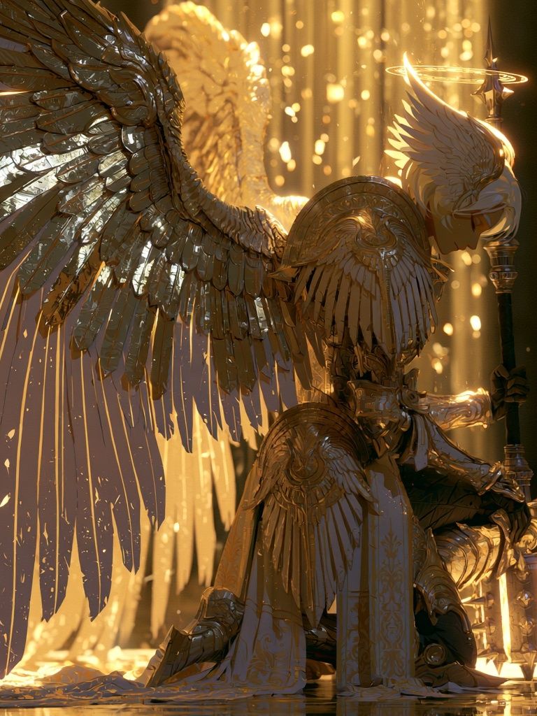 Golden Angel Fantasy Illustration Poster. poster — illustration art