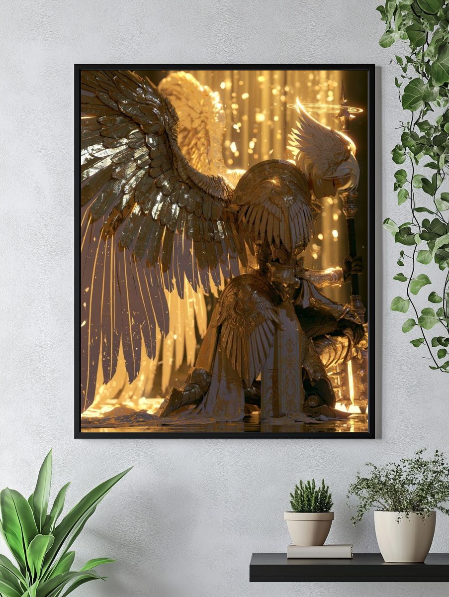 Golden Angel Fantasy Illustration Poster. — room view 4