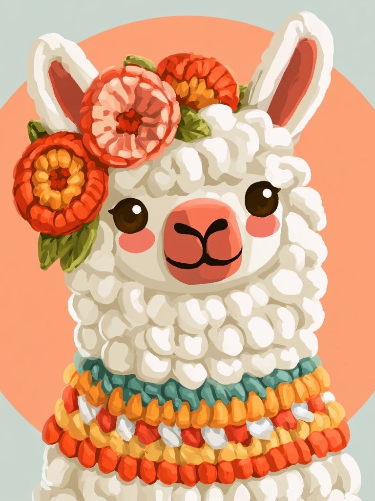 Floral Llama Illustration Poster. poster — illustration art