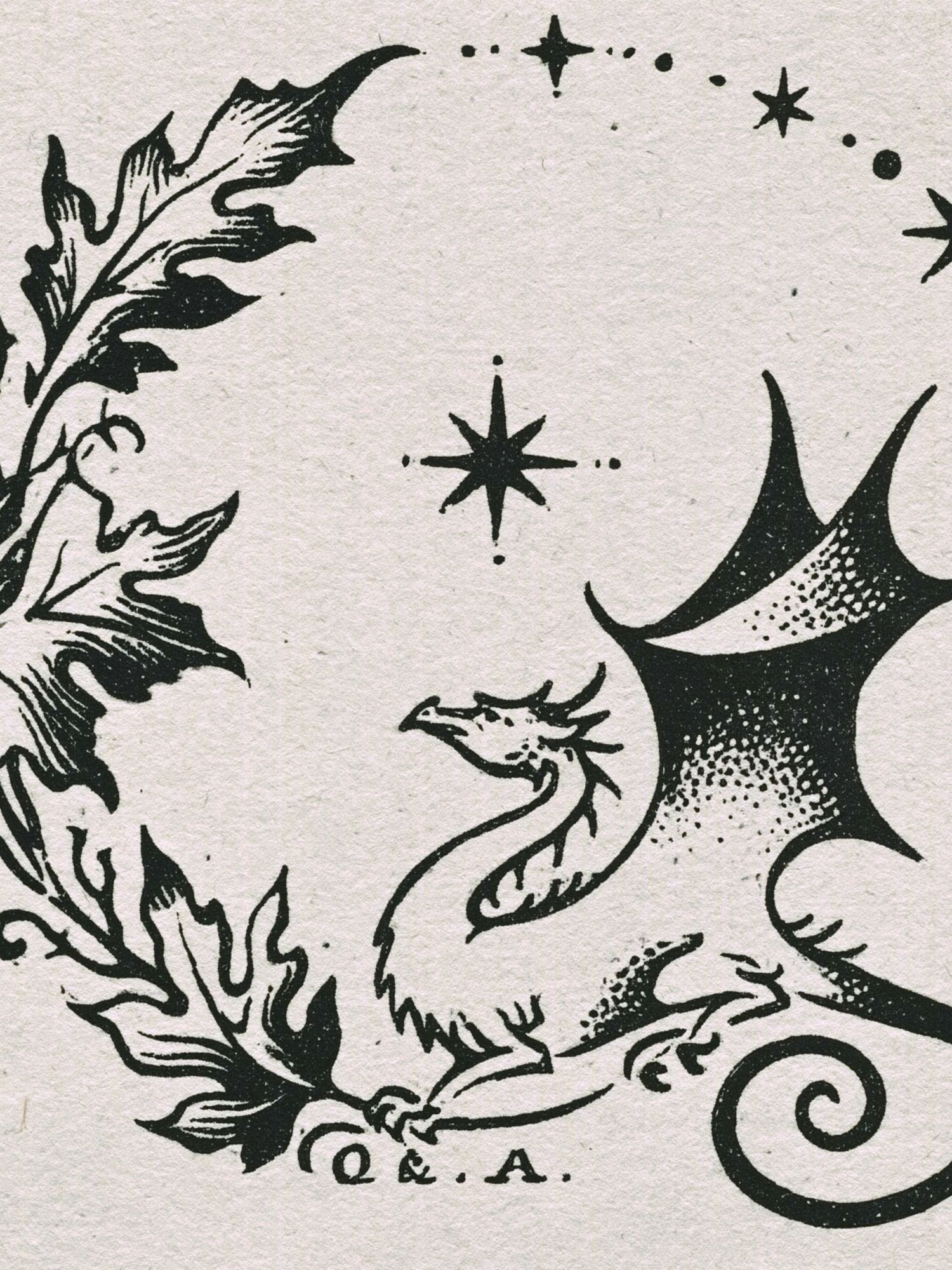 Dragon Moon Circle Typography Print. poster detail