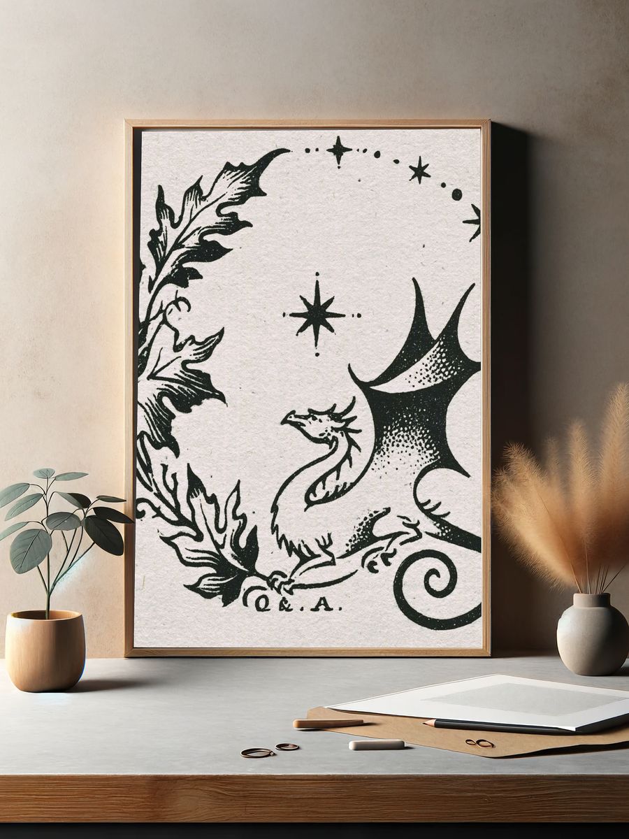 Dragon Moon Circle Typography Print. — room view 2