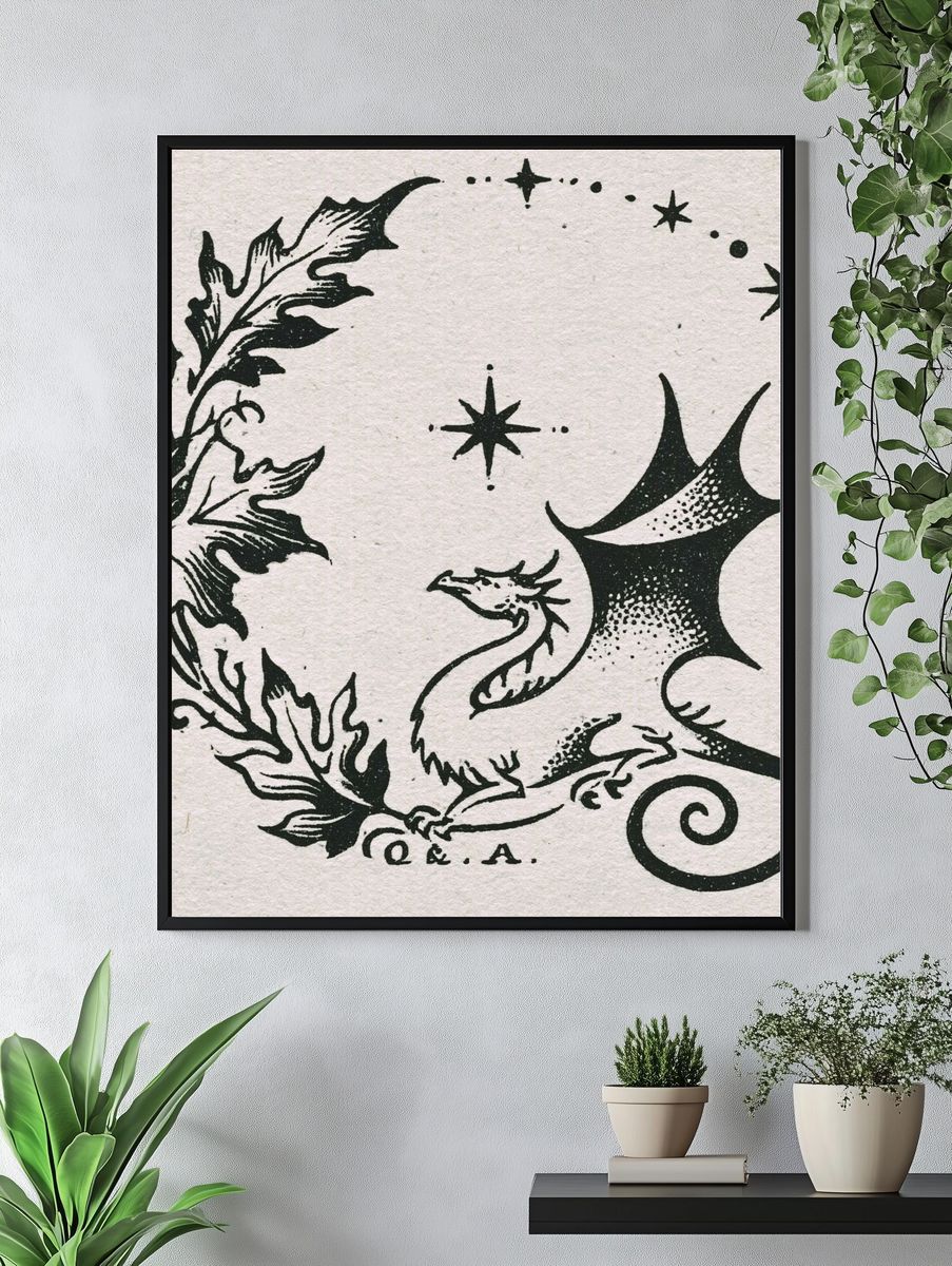 Dragon Moon Circle Typography Print. — room view 4