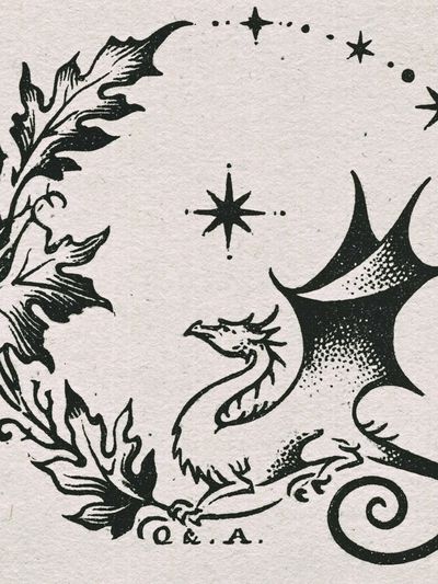 Dragon Moon Circle Typography Print. poster print