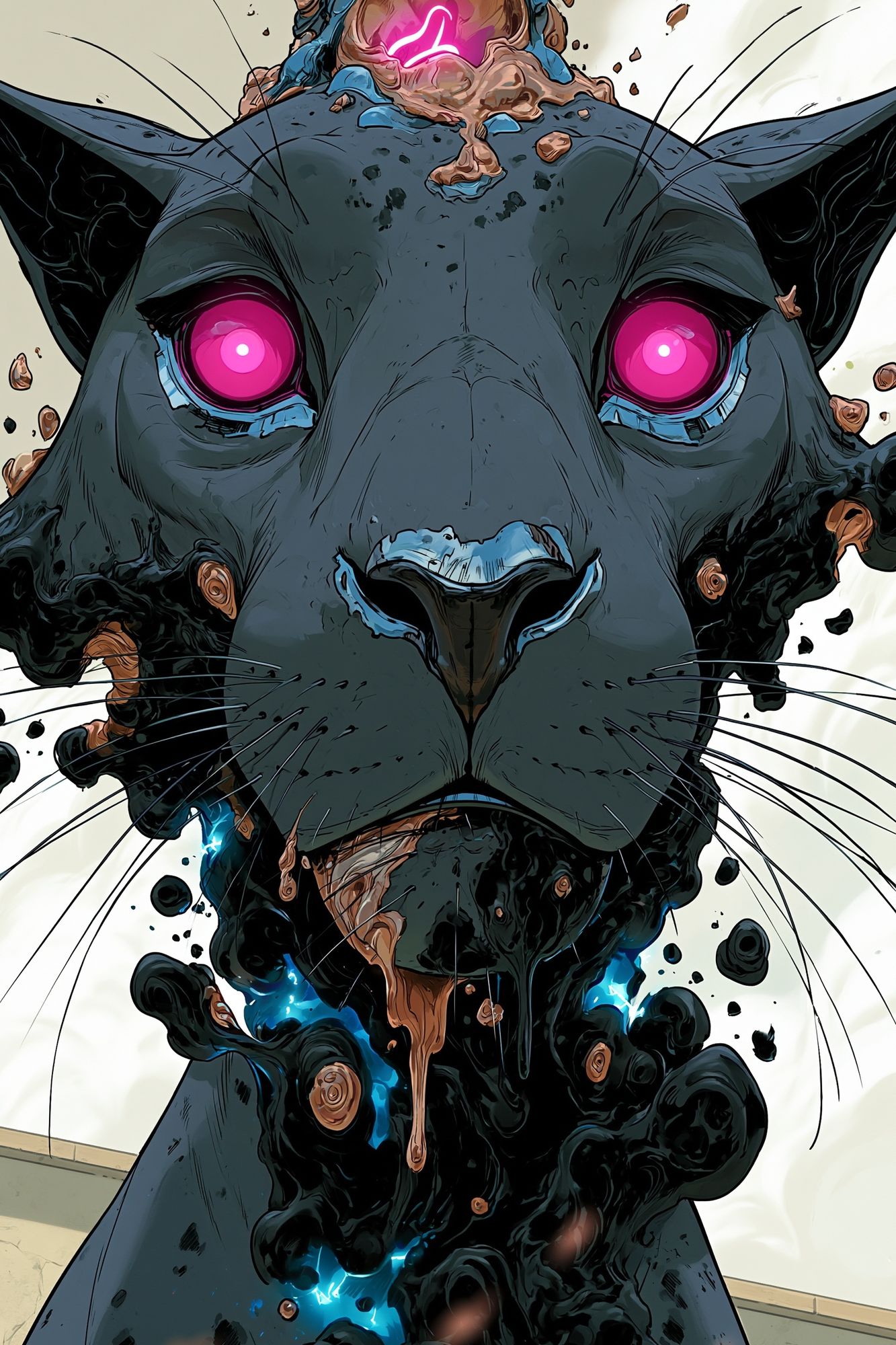 Neon Panther Digital Art Poster. poster detail