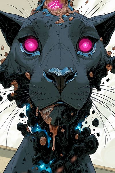 Neon Panther Digital Art Poster. poster