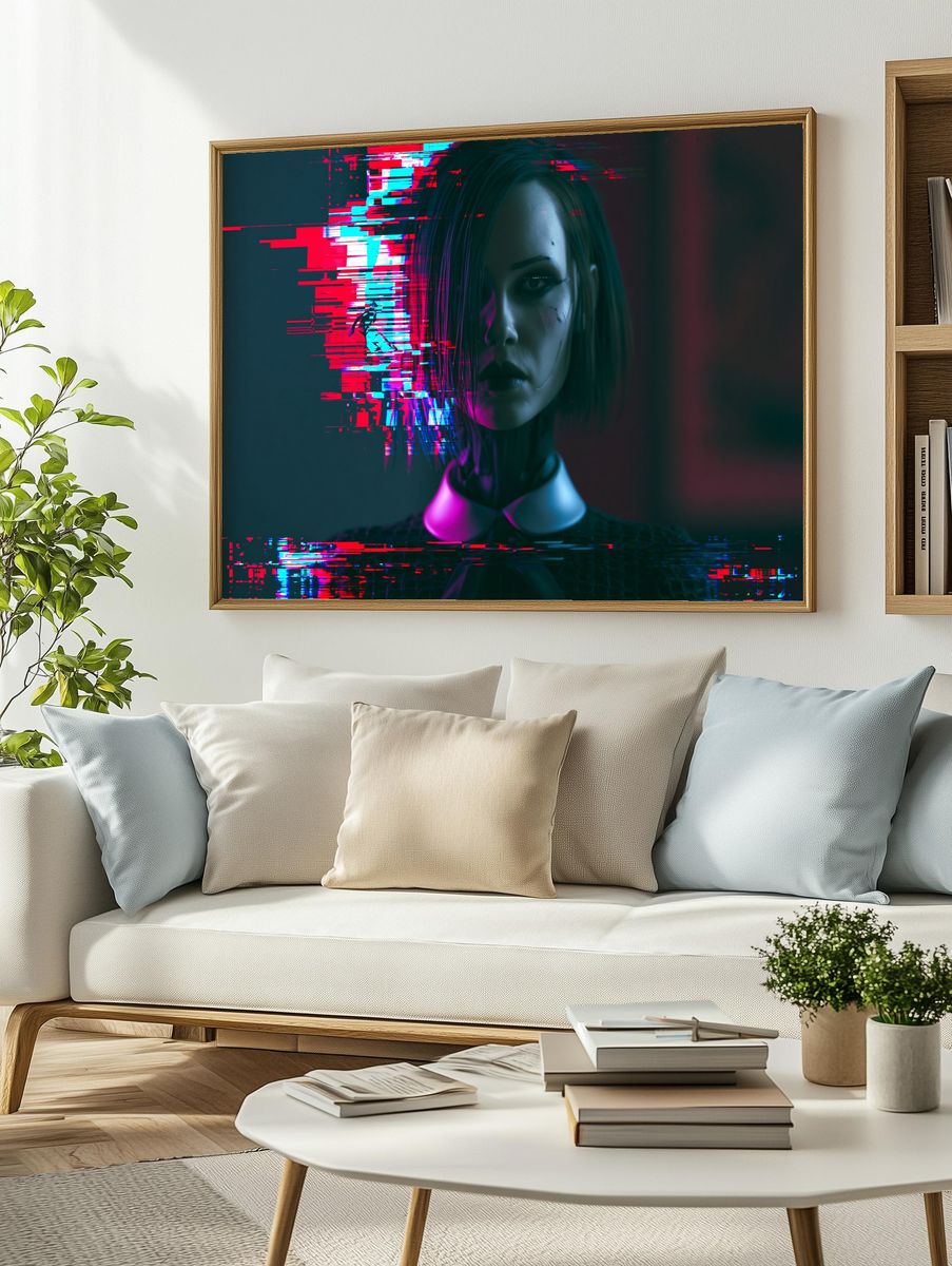 Glitch Cyberpunk Portrait Poster. — room view 2