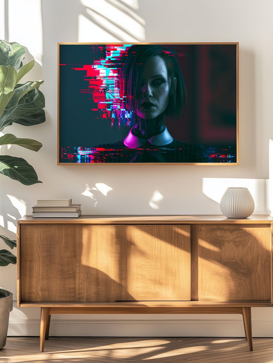 Glitch Cyberpunk Portrait Poster. — room view 3
