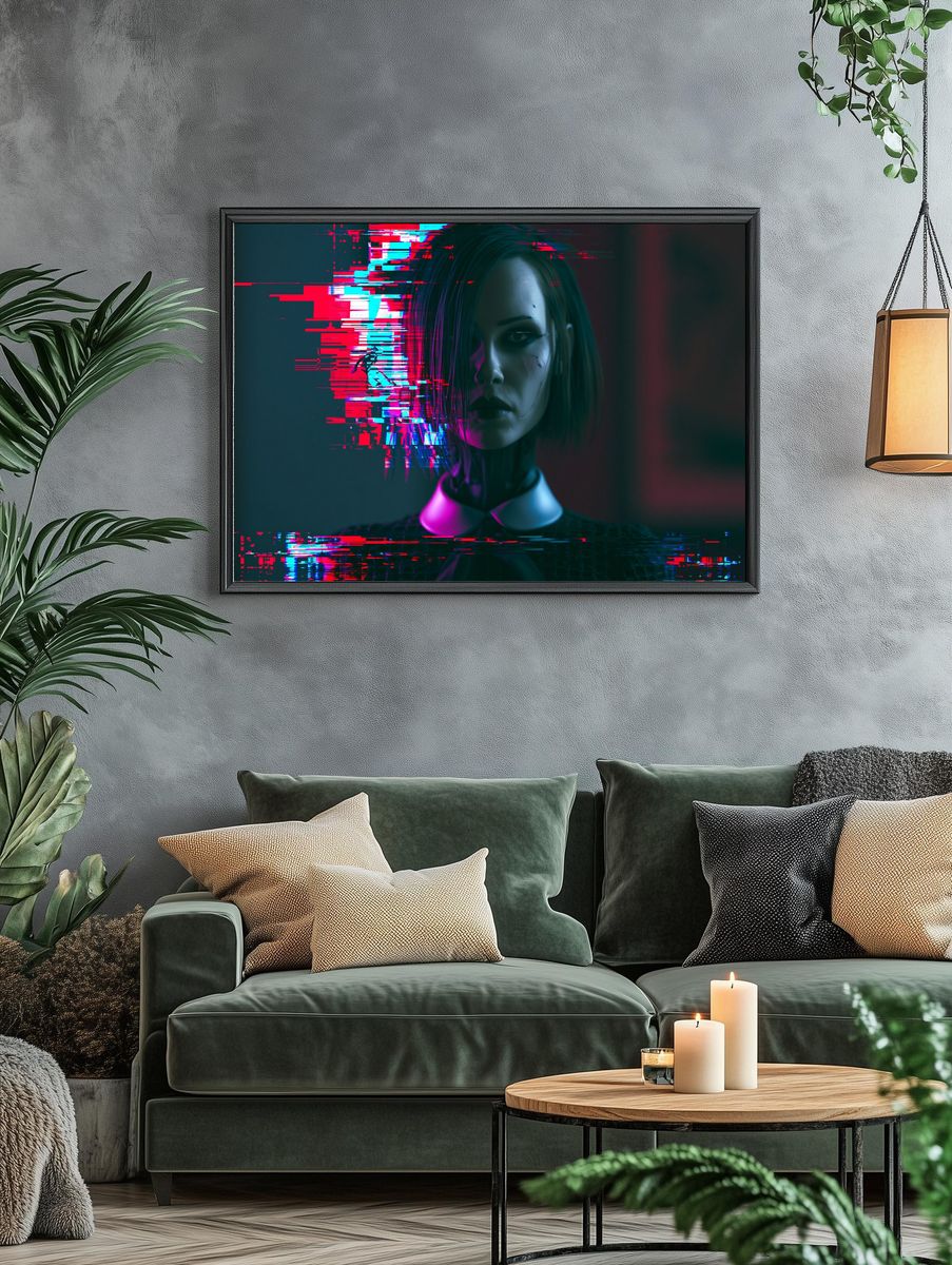 Glitch Cyberpunk Portrait Poster. — room view 4