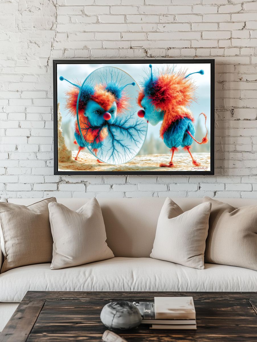 Surreal Clown Reflection Print. — room view 1