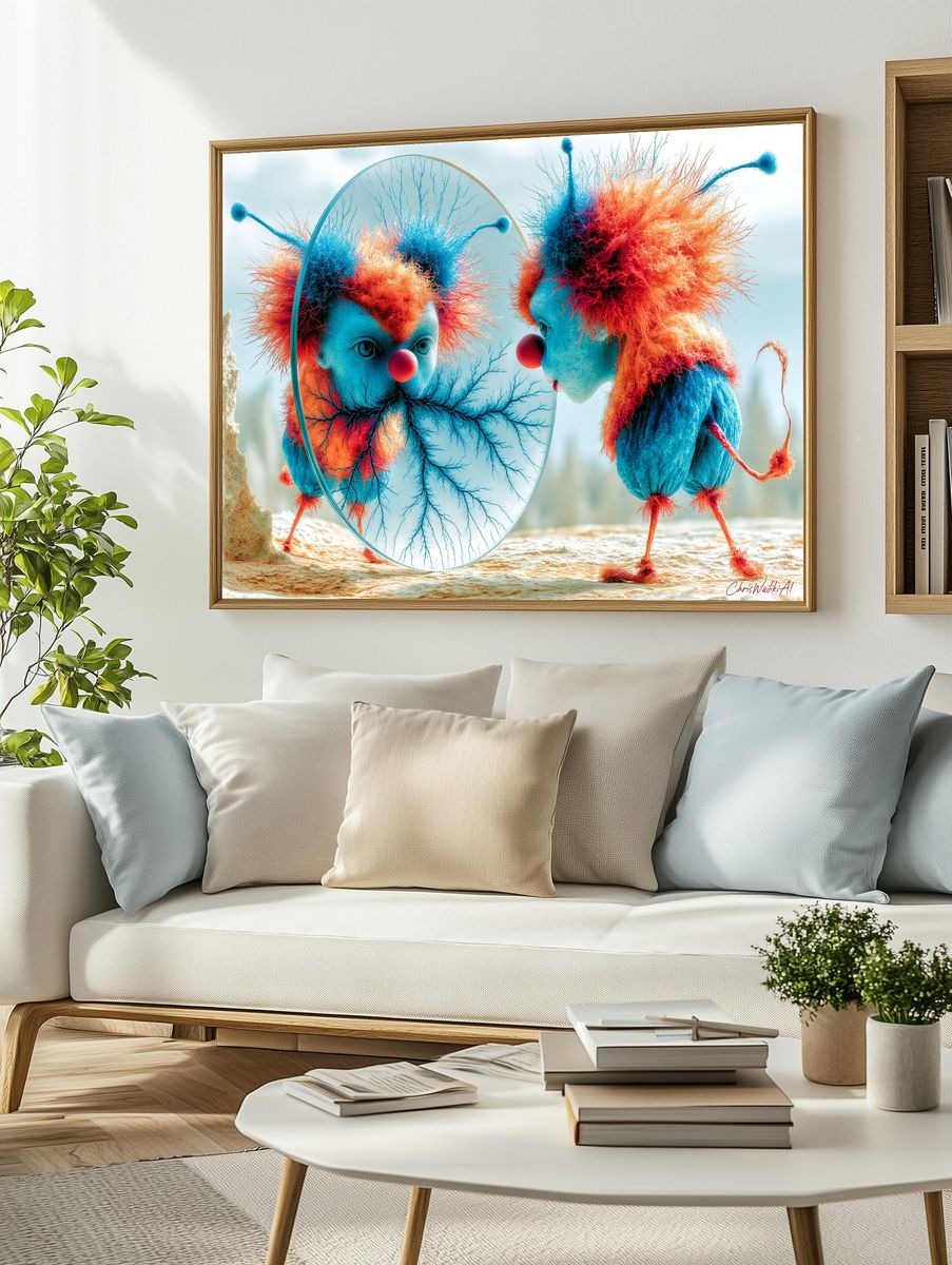 Surreal Clown Reflection Print. — room view 2