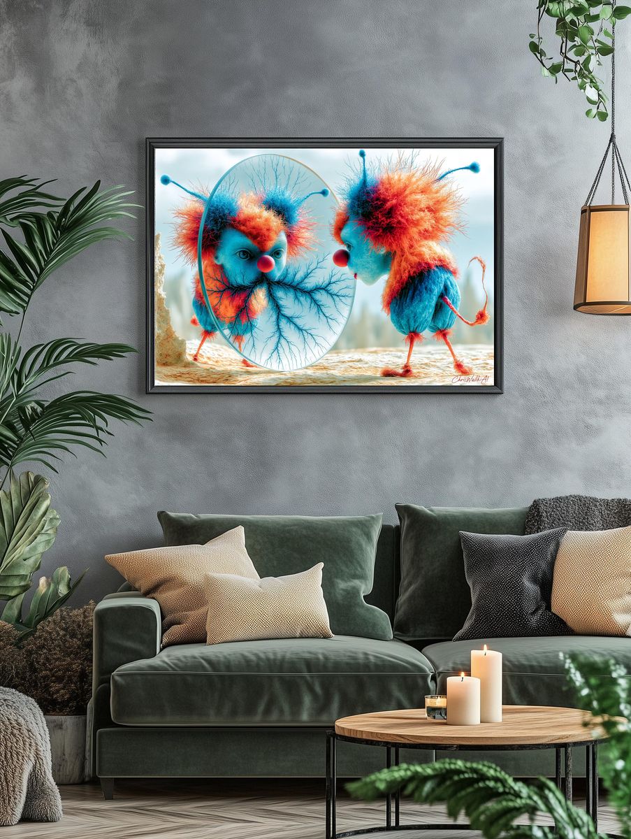 Surreal Clown Reflection Print. — room view 4