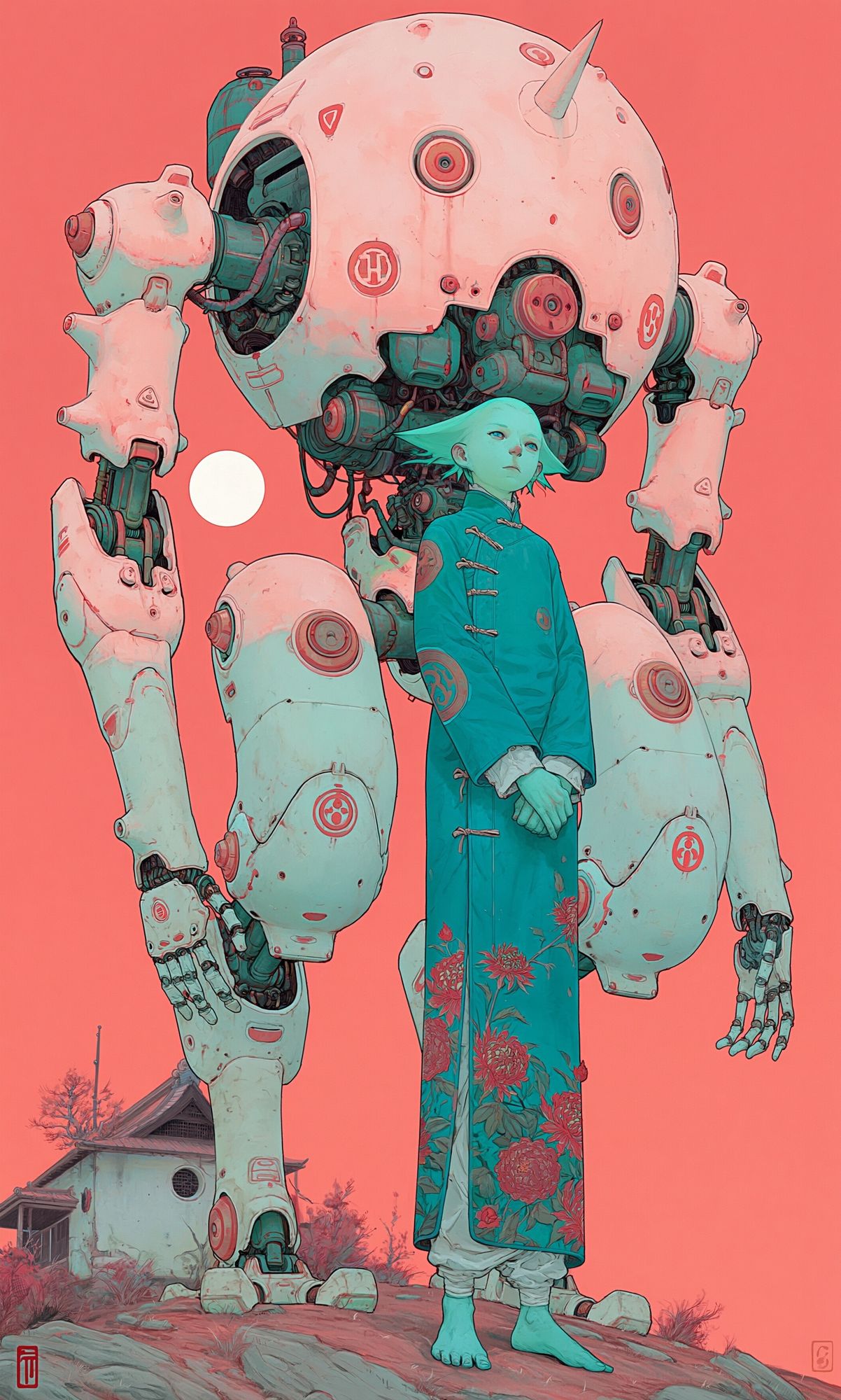 Mecha Guardian Digital Art Poster. poster detail