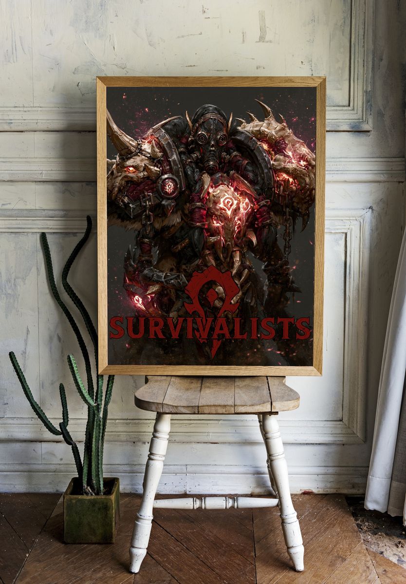 Survivalist War Mask Illustration Poster. — room view 1