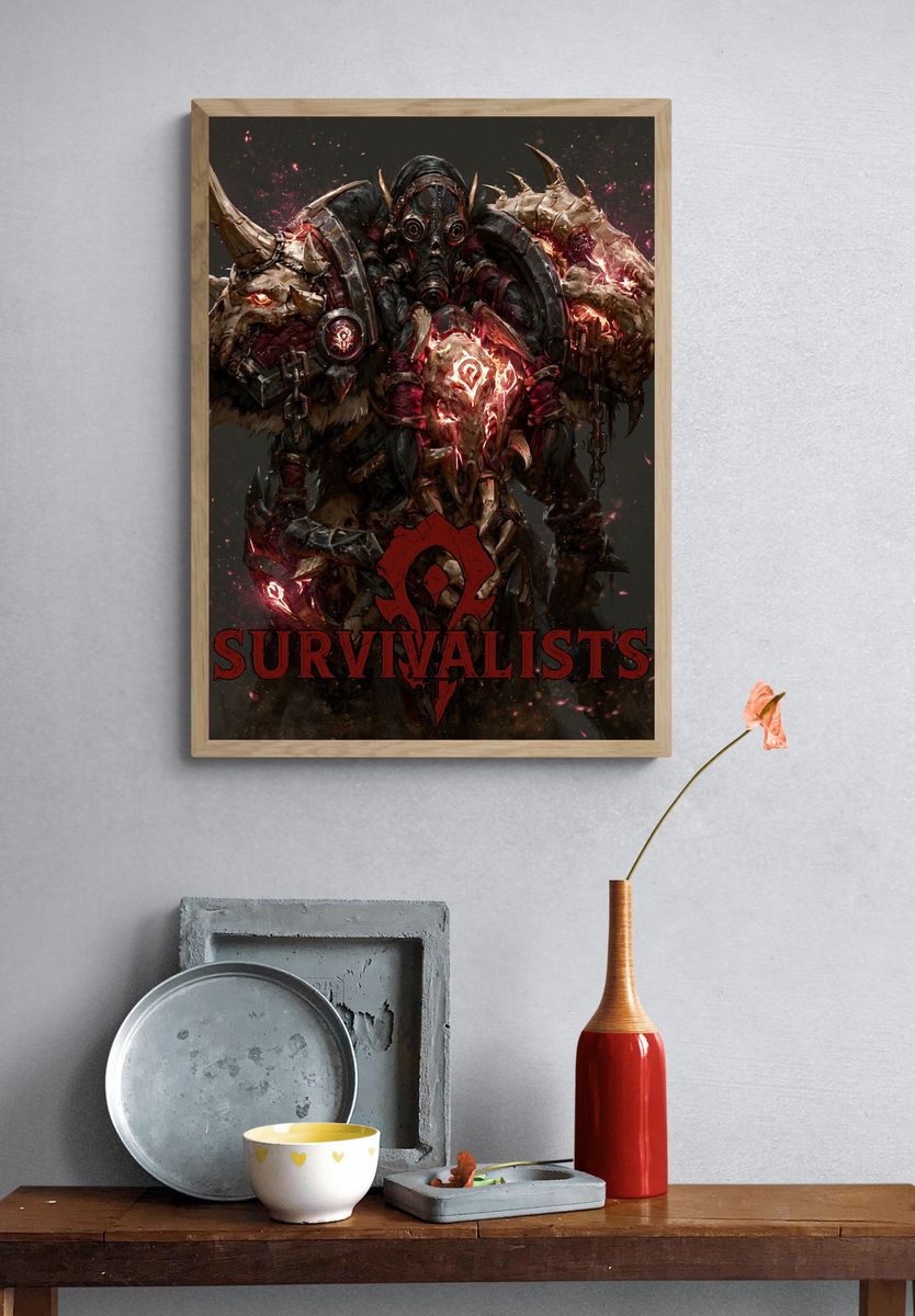 Survivalist War Mask Illustration Poster. — room view 3
