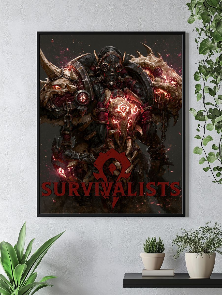 Survivalist War Mask Illustration Poster. — room view 4