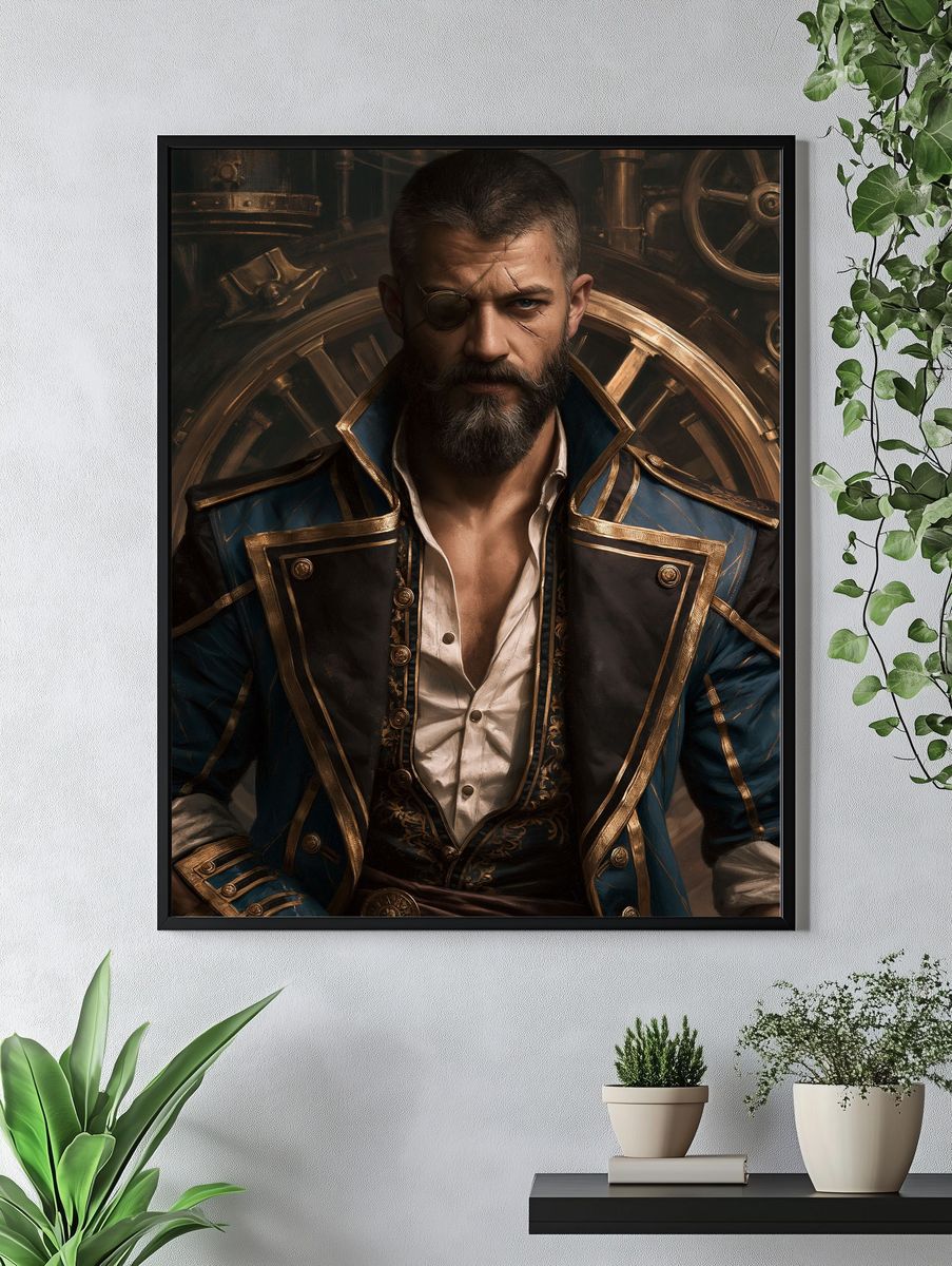 Steampunk Captain Portrait Print. — room view 4