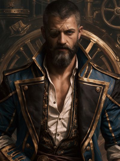 Steampunk Captain Portrait Print.